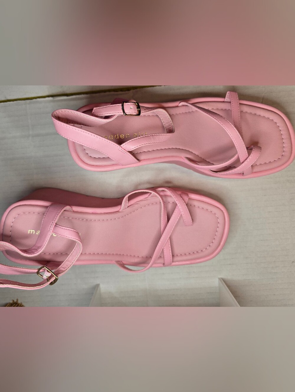 Madden Girl Women's Pink Platform Sandals Size 9.5 Strappy Ankle Buckle Casual